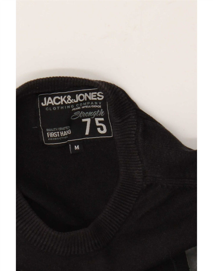 Jack & Jones Mens Graphic Regular Fit Crew Neck Jumper Sweater Medium Black