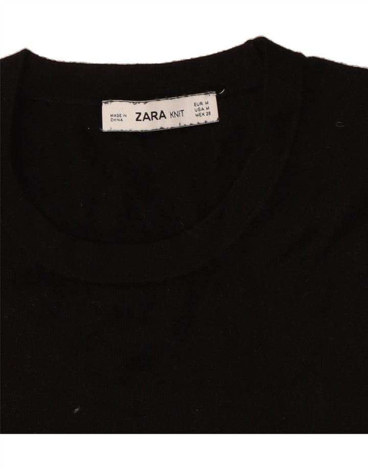 ZARA Womens Short Sleeve Crew Neck Jumper Sweater UK 12 Medium Black Vintage Zara and Second-Hand Zara from Messina Hembry 