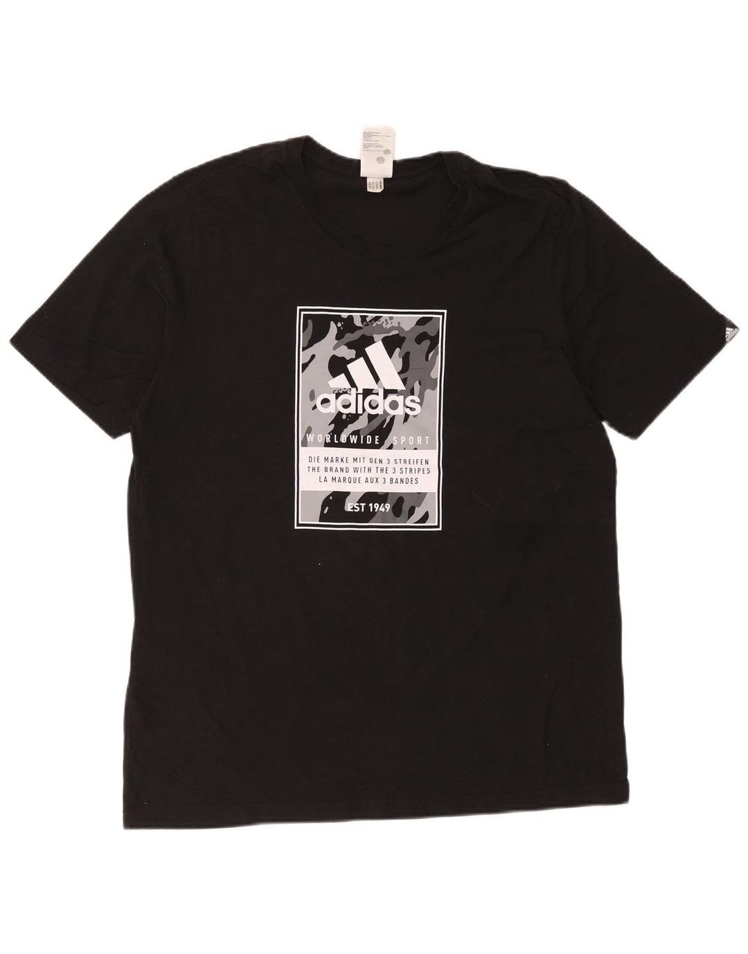 Adidas Mens Graphic T-Shirt Top Large Black Cotton