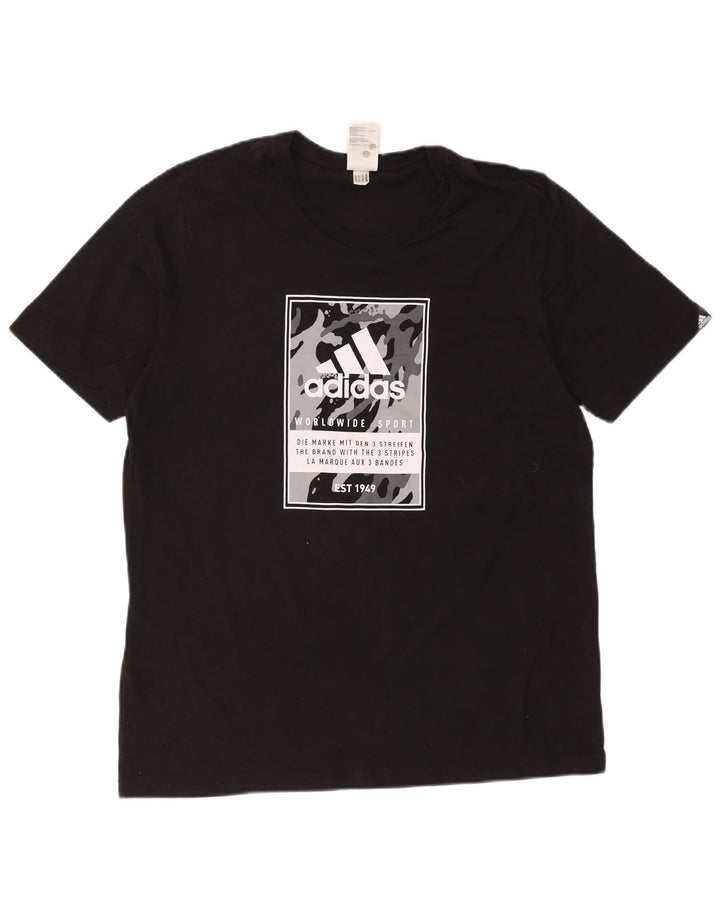 Adidas Mens Graphic T-Shirt Top Large Black Cotton