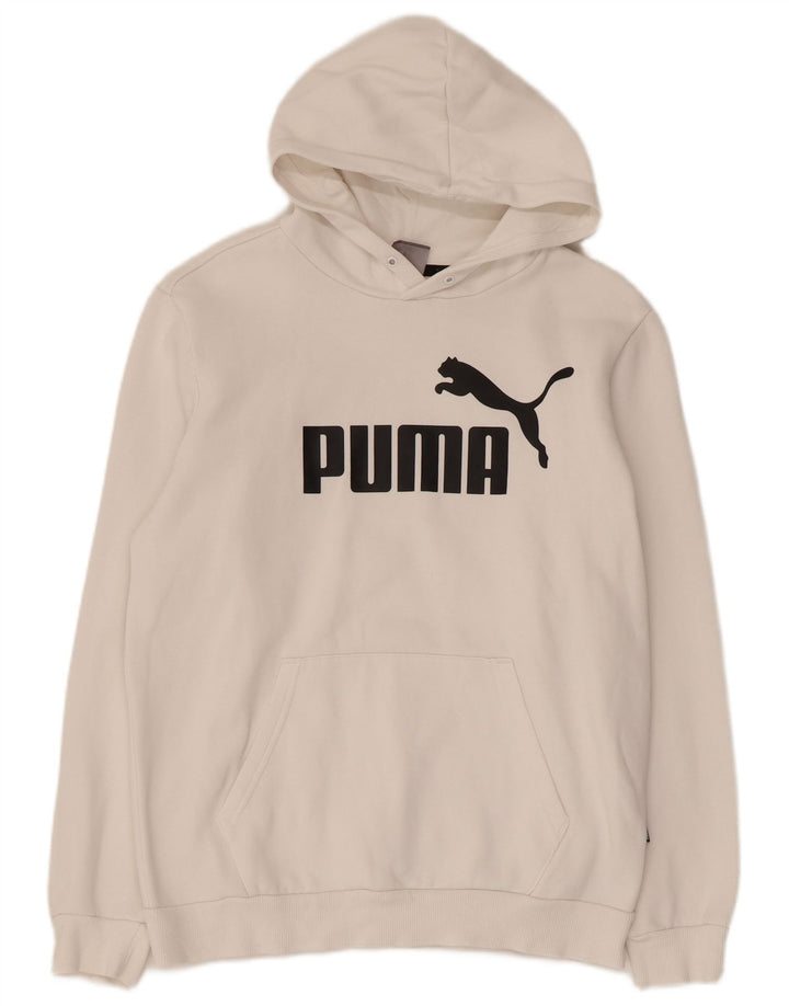 PUMA Mens Graphic Hoodie Jumper Small White Cotton