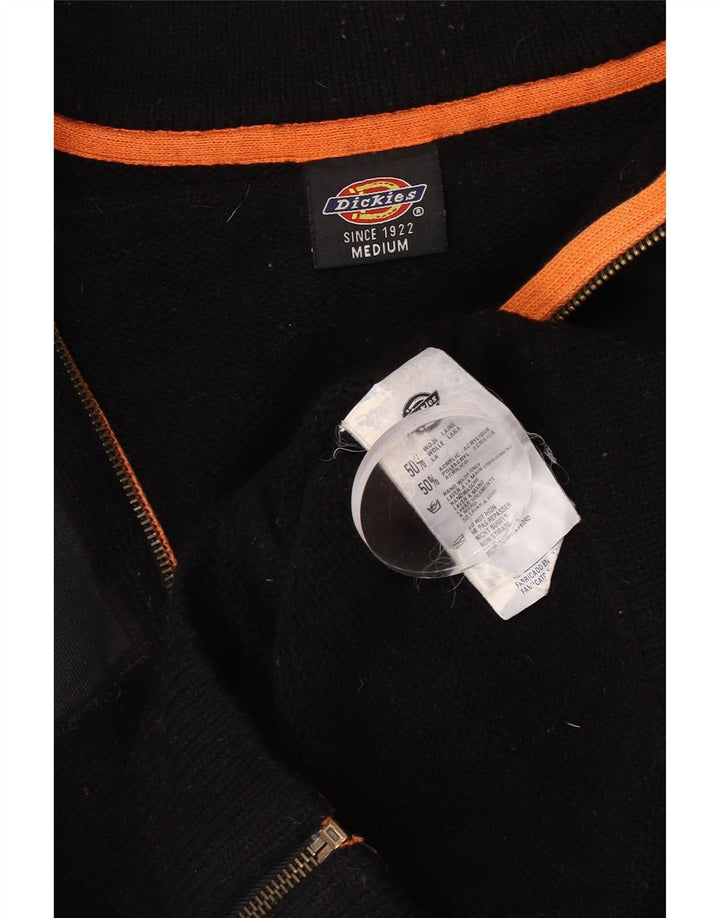 Dickies Mens Graphic Cardigan Sweater Medium Black Colourblock Wool
