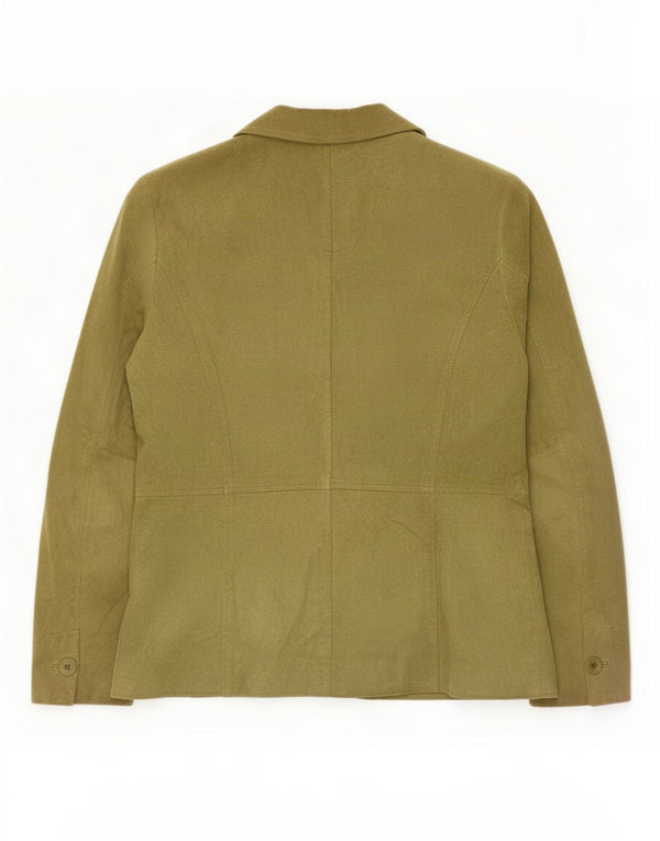 Liz Claiborne Womens 2 Button Suede Blazer Jacket US 6 Medium Green Leather