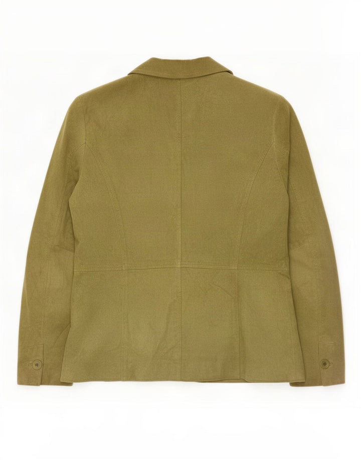 Liz Claiborne Womens 2 Button Suede Blazer Jacket US 6 Medium Green Leather