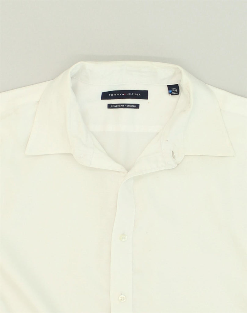 TOMMY HILFIGER Mens Athletic Fit  Shirt Size 16 1/2 Large White Cotton | Vintage Tommy Hilfiger | Thrift | Second-Hand Tommy Hilfiger | Used Clothing | Messina Hembry 