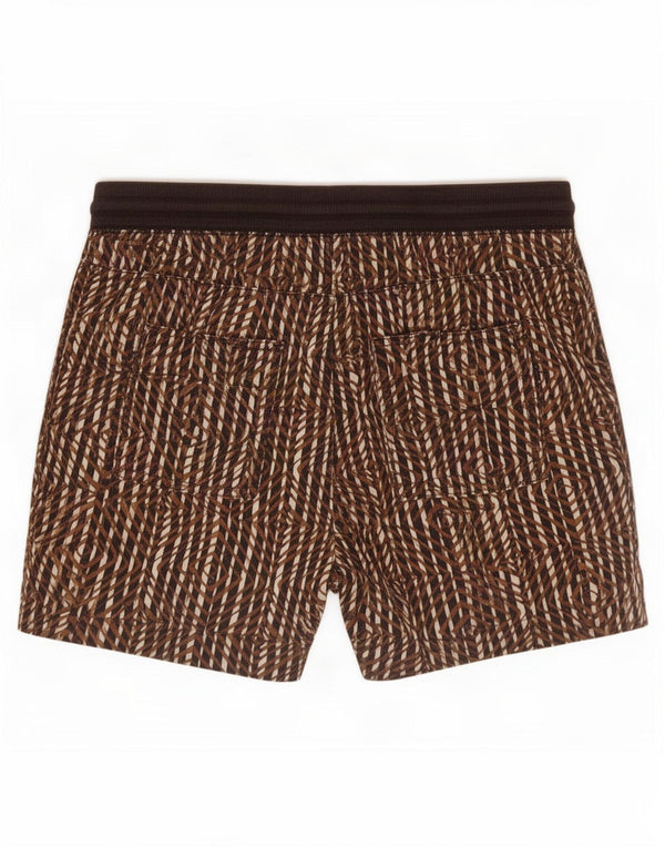 Marks & Spencer Womens Casual Shorts UK 12 Medium W32 Brown Striped Linen