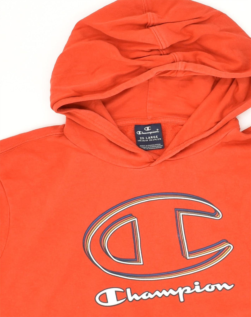 CHAMPION Boys Graphic Hoodie Jumper 15-16 Years 2XL Red Cotton | Vintage Champion | Thrift | Second-Hand Champion | Used Clothing | Messina Hembry 