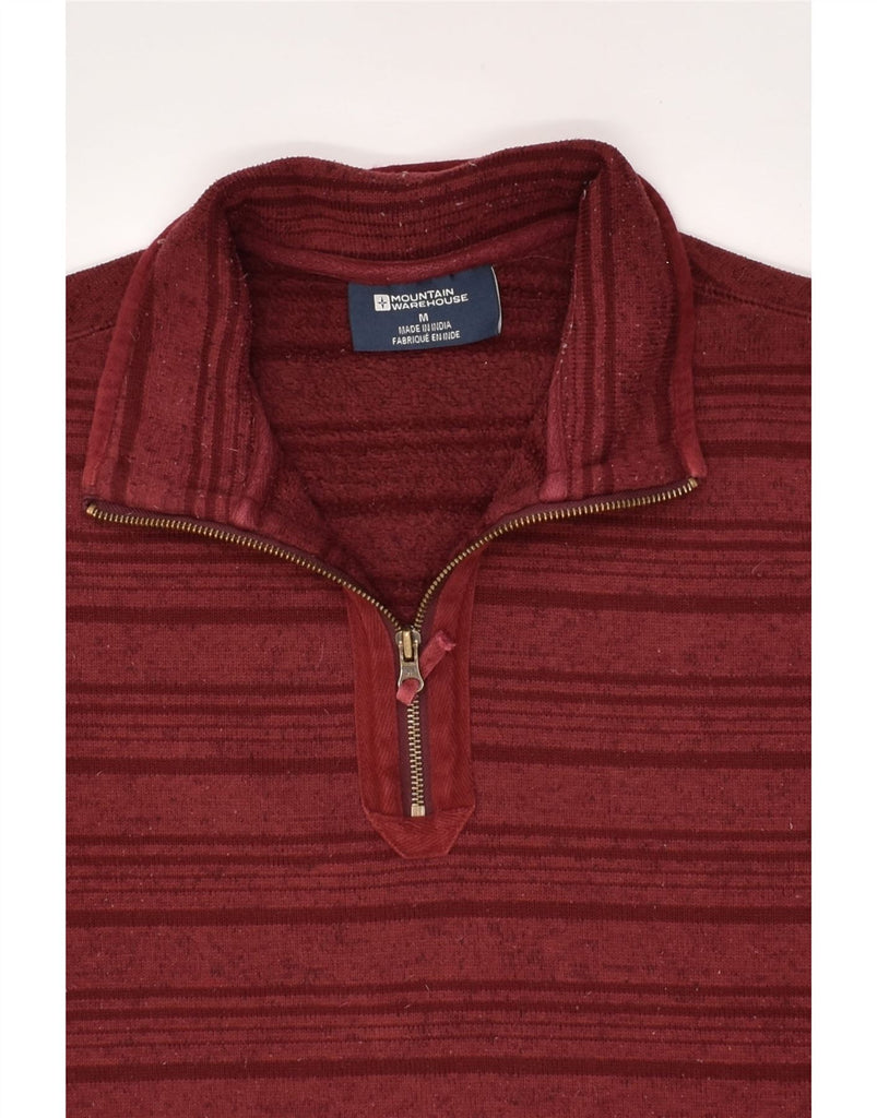 MOUNTAIN WAREHOUSE Mens Zip Neck Fleece Jumper Medium Burgundy Striped | Vintage Mountain Warehouse | Thrift | Second-Hand Mountain Warehouse | Used Clothing | Messina Hembry 