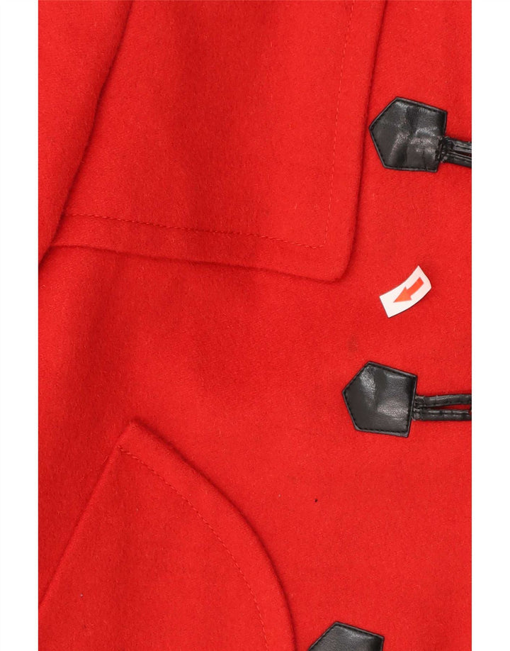 Stefanel Womens Hooded Duffle Jacket IT 48 XL Red Virgin Wool