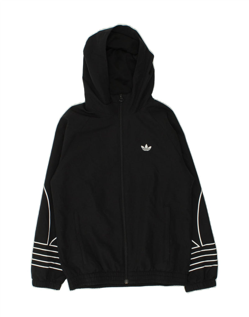 ADIDAS Boys Zip Hoodie Sweater 7-8 Years Black Polyester | Vintage Adidas | Thrift | Second-Hand Adidas | Used Clothing | Messina Hembry 