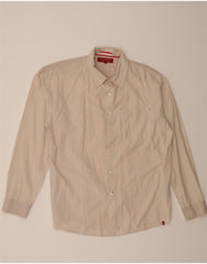 WHITE STUFF Mens Shirt XL Beige Pinstripe Cotton