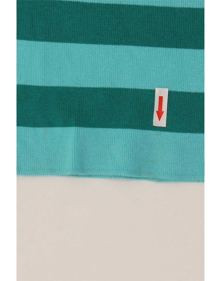 Zara Womens Crop Vest Top UK 8 Small Blue Striped Viscose