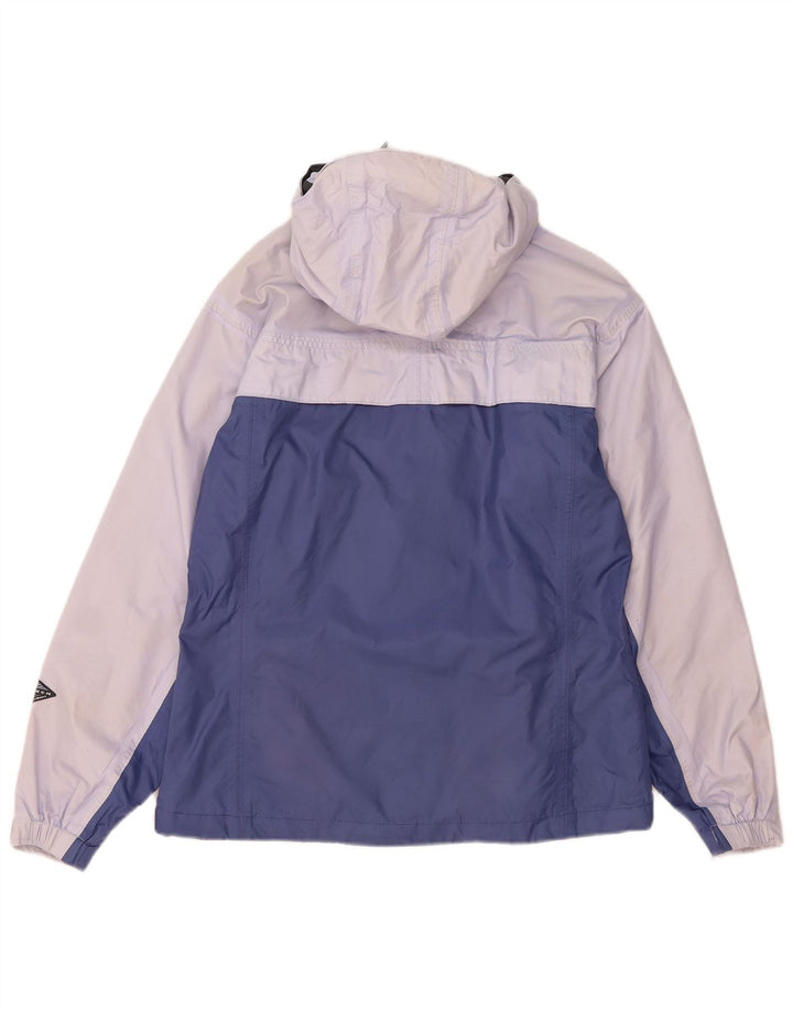 Columbia Womens Omni-Tech Hooded Rain Jacket UK 14 Medium Blue Colourblock