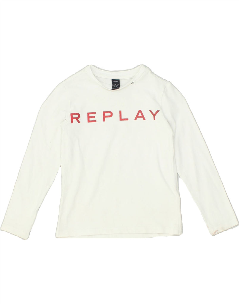 REPLAY Girls Graphic Top Long Sleeve 3-4 Years White | Vintage Replay | Thrift | Second-Hand Replay | Used Clothing | Messina Hembry 