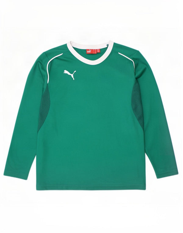 Puma Boys Top Long Sleeve 9-10 Years Green Colourblock