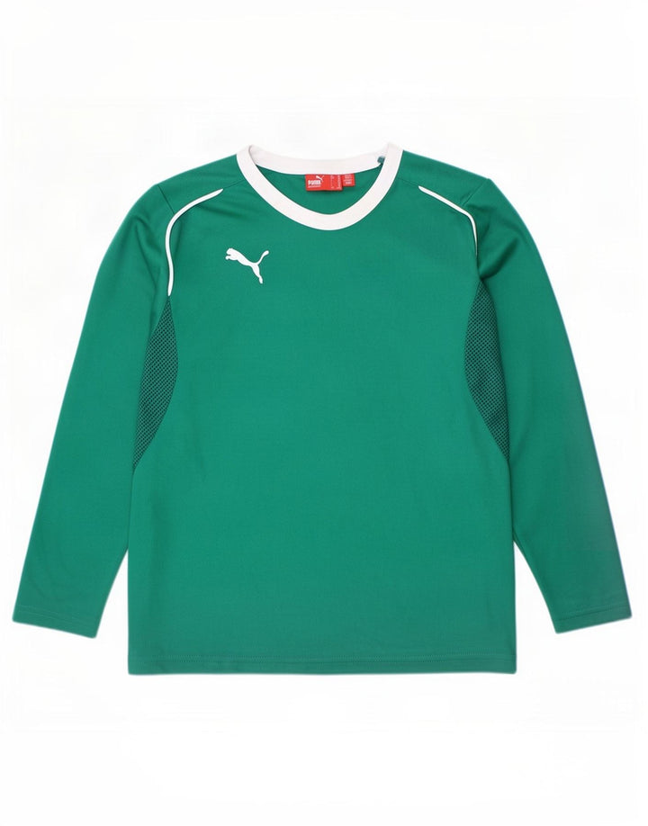 Puma Boys Top Long Sleeve 9-10 Years Green Colourblock