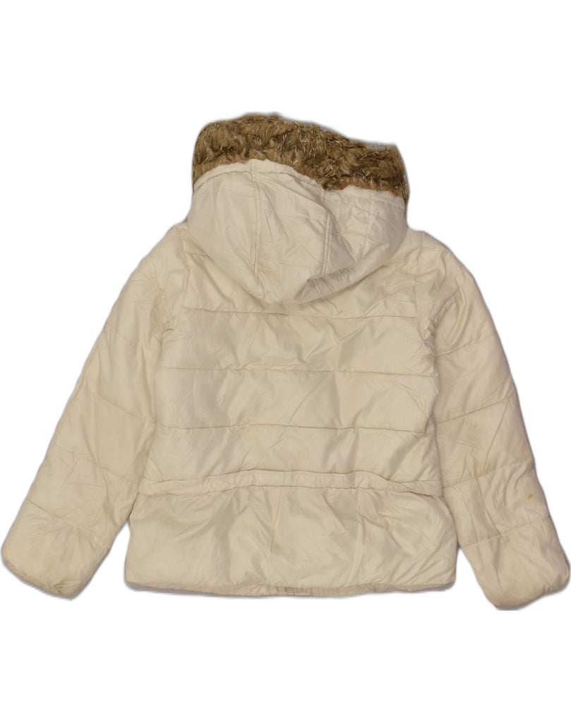 MICHAEL KORS Girls Hooded Padded Jacket 10-11 Years Beige Polyester | Vintage Michael Kors | Thrift | Second-Hand Michael Kors | Used Clothing | Messina Hembry 