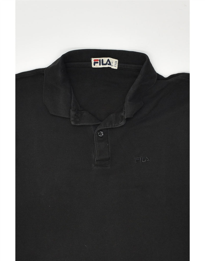 FILA Mens Polo Shirt IT 48 Medium Black Cotton | Vintage Fila | Thrift | Second-Hand Fila | Used Clothing | Messina Hembry 