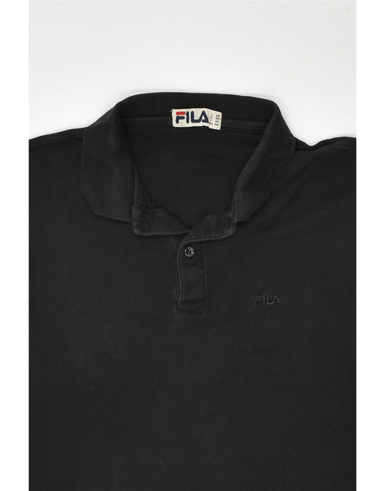 FILA Mens Polo Shirt IT 48 Medium Black Cotton Vintage Second Hand Clothing Online Messina Hembry