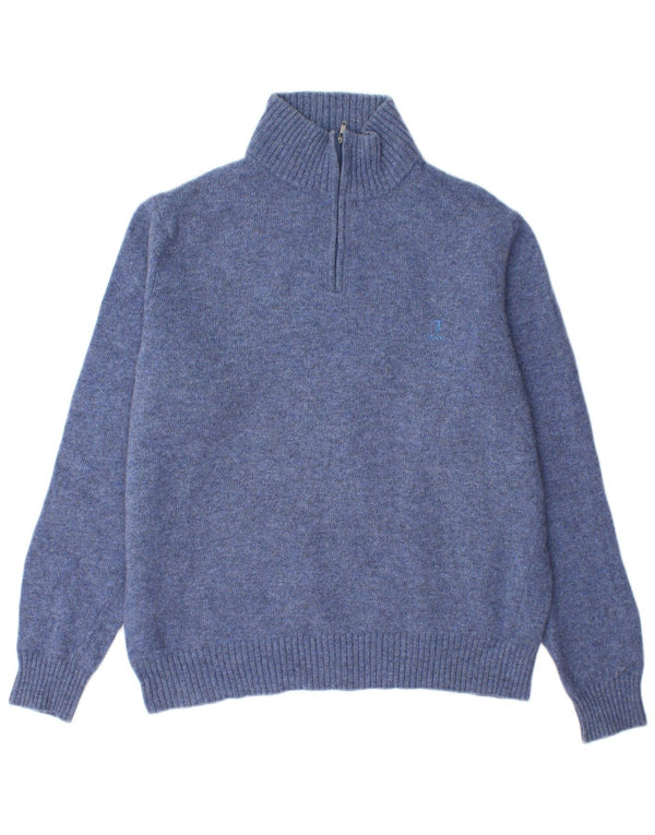 Trussardi Jeans Mens Zip Neck Jumper Sweater 3XL Blue Wool