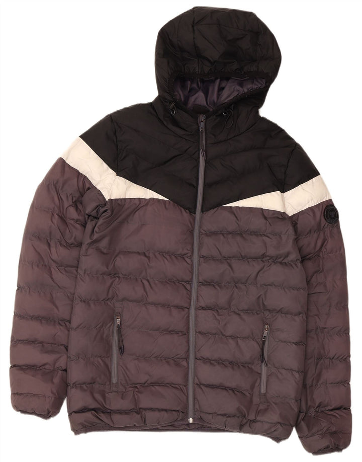 Hummel Mens Hooded Padded Jacket UK 38 Medium Black Colourblock Polyester