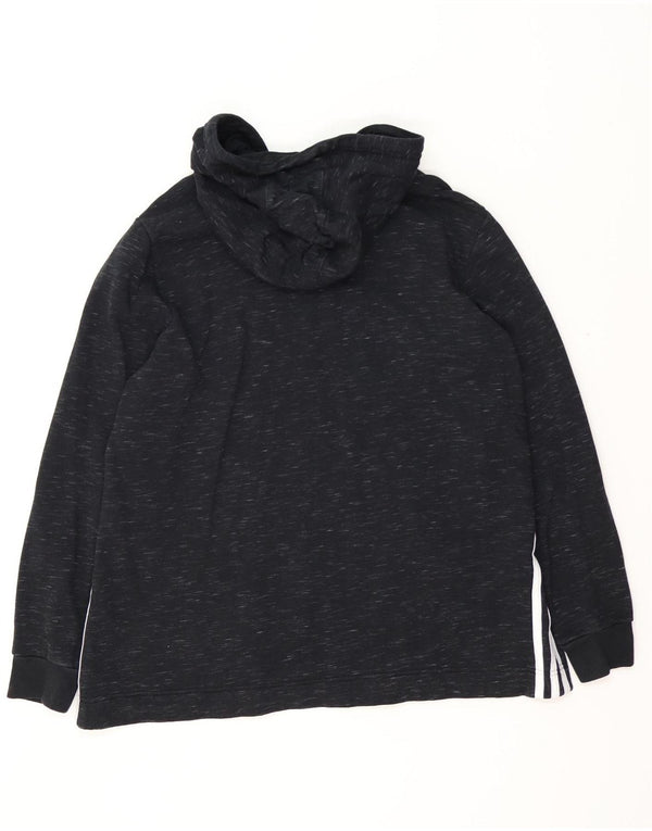 Adidas Womens Graphic Hoodie Jumper UK 16/18 Large Black Flecked Cotton