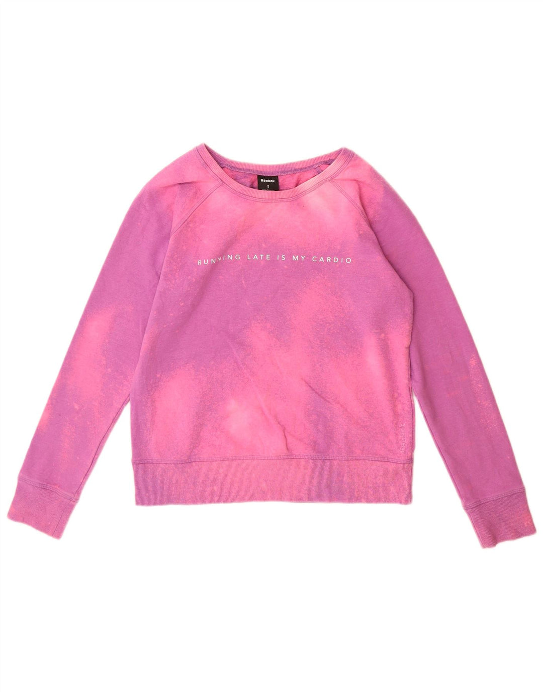 Reebok Womens Graphic Sweatshirt Jumper UK 10 Small Pink Tie Dye Polyester
