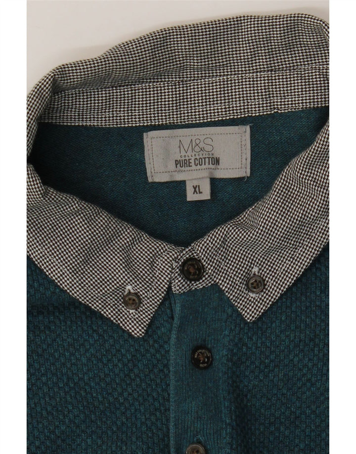 Marks & Spencer Mens Polo Neck Jumper Sweater XL Blue Cotton