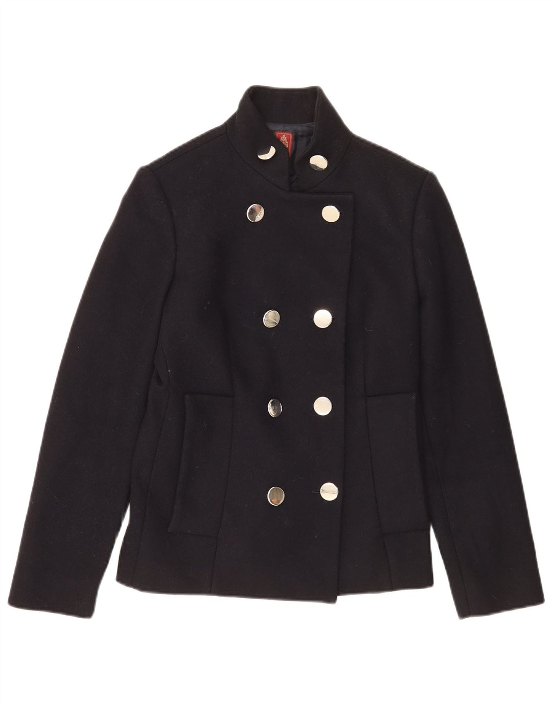 Dondup Womens Pea Coat IT 44 Medium Navy Blue Wool