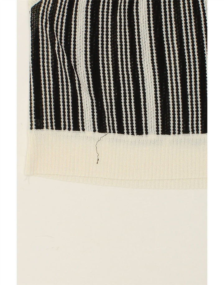 VINTAGE Womens Knit Crop Top IT 42 Medium Black Striped Vintage Vintage and Second-Hand Vintage from Messina Hembry 