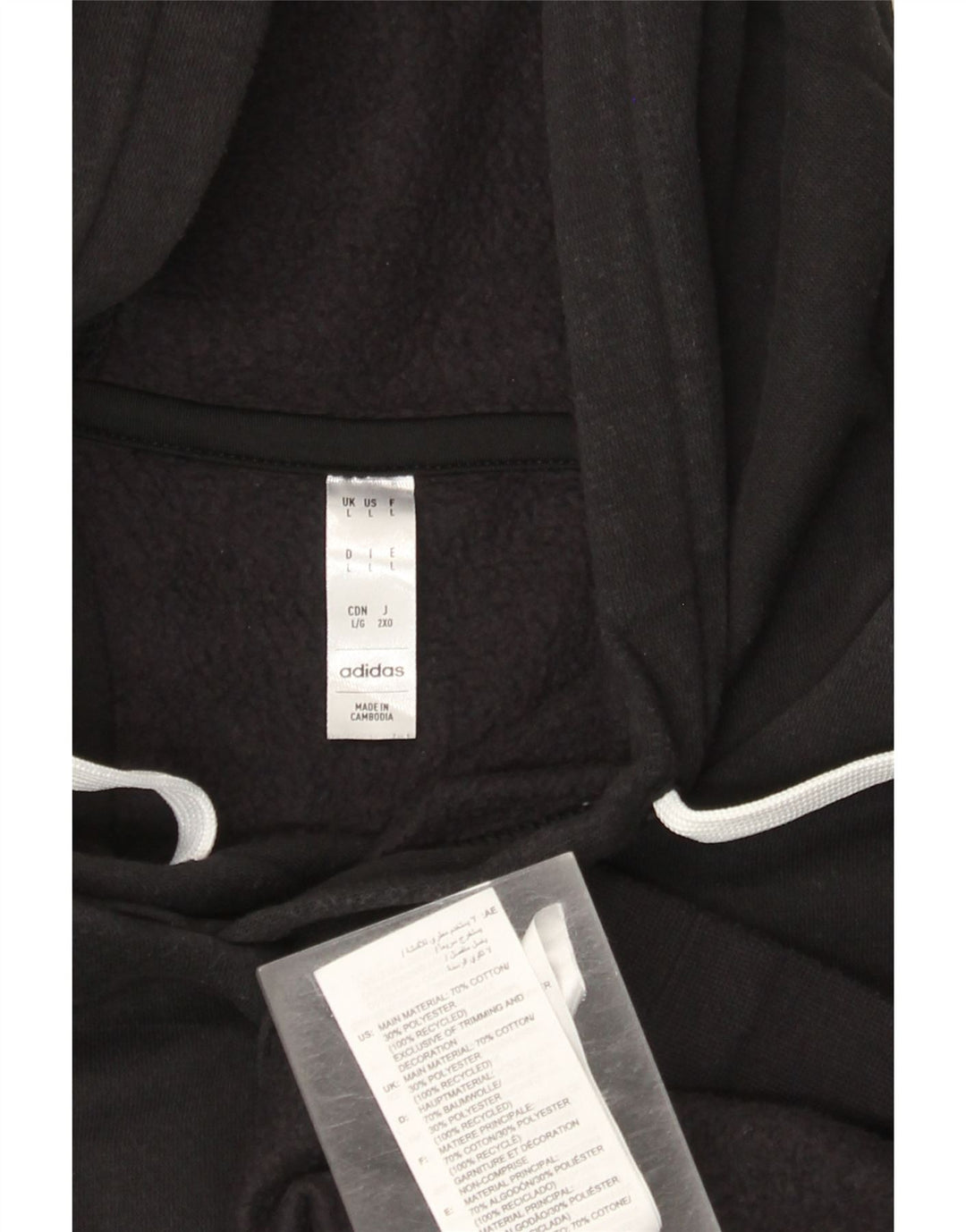 Adidas Mens Hoodie Jumper Large Black Cotton