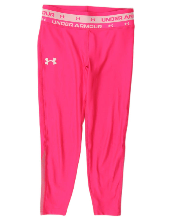 Under Armour Girls Graphic Leggings 9-10 Years Medium Pink Colourblock
