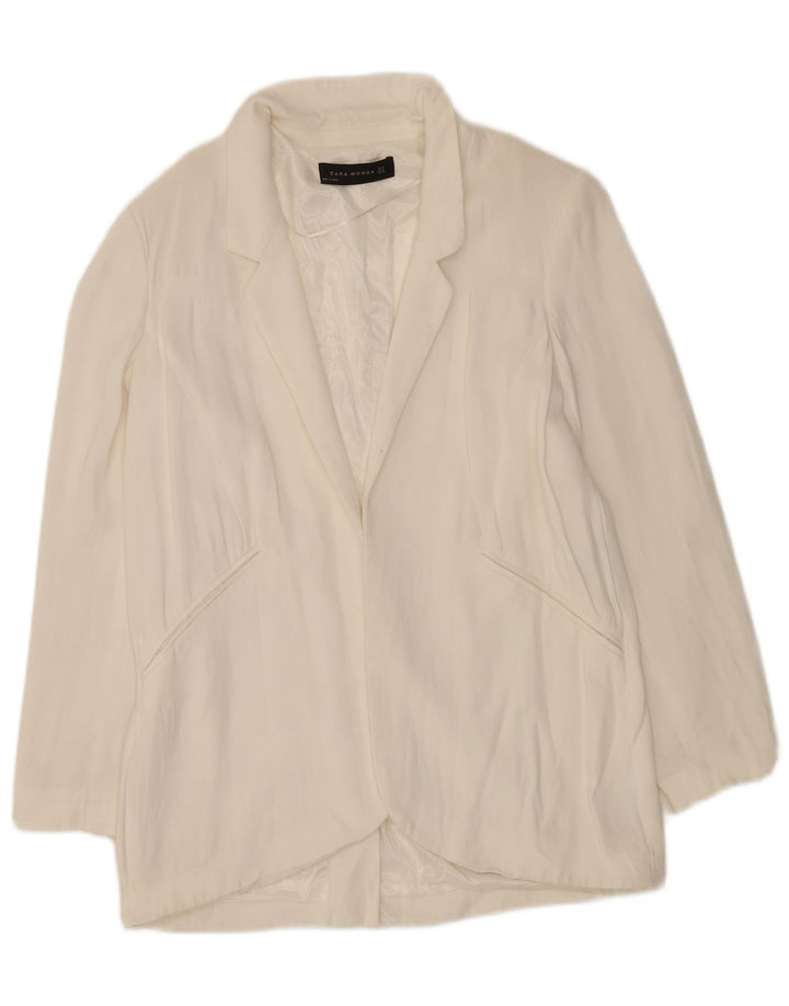 Zara Womens Oversized Open Blazer Jacket UK 10 Small White
