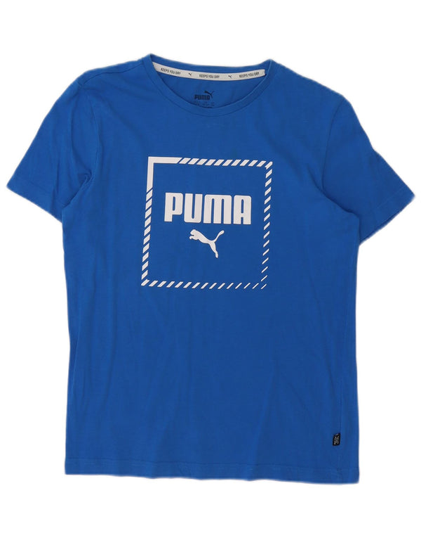 PUMA Boys Graphic T-Shirt Top 13-14 Years Blue Cotton