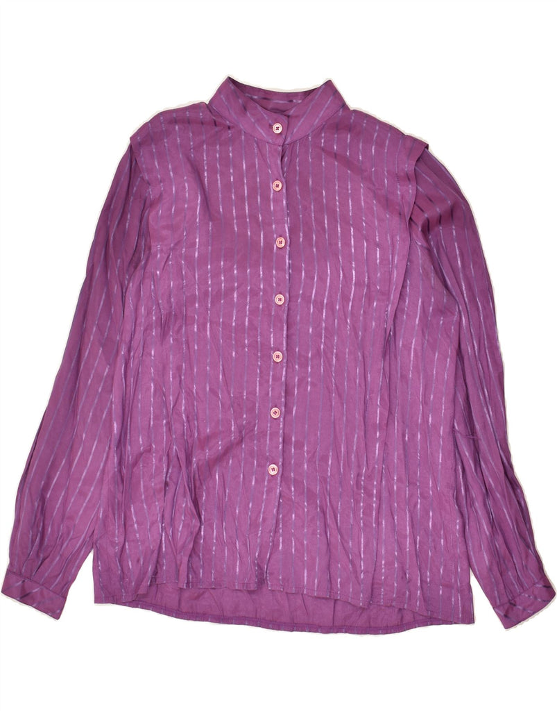 VINTAGE Womens Shirt EU 38 Medium Purple Striped Polyester | Vintage Vintage | Thrift | Second-Hand Vintage | Used Clothing | Messina Hembry 