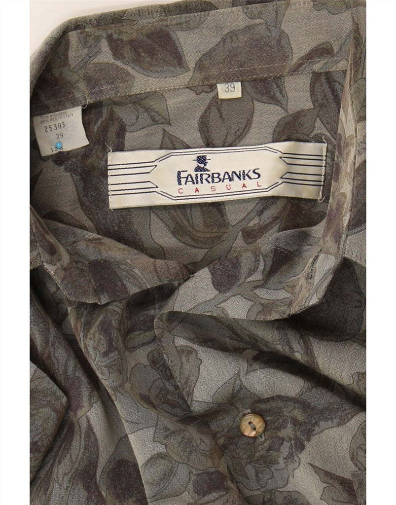 FAIRBANKS Mens Short Sleeve Shirt Size 39 Medium Grey Floral Viscose Vintage Fairbanks and Second-Hand Fairbanks from Messina Hembry 