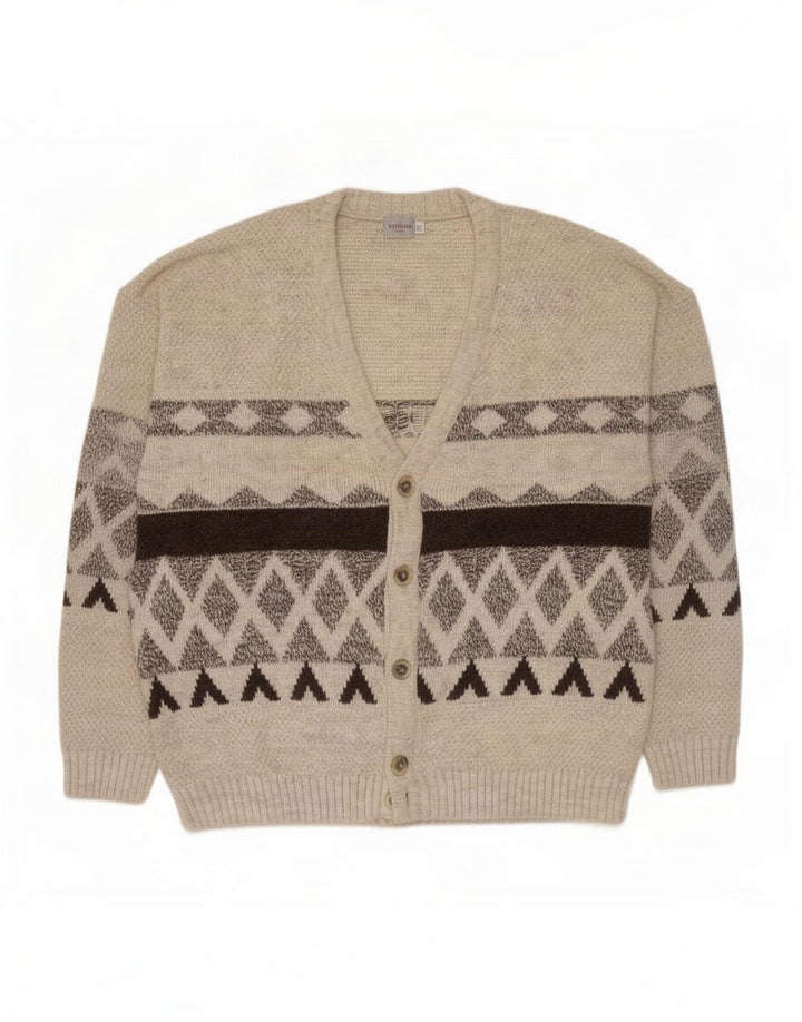 Conbipel Mens Cardigan Sweater XL Beige Geometric