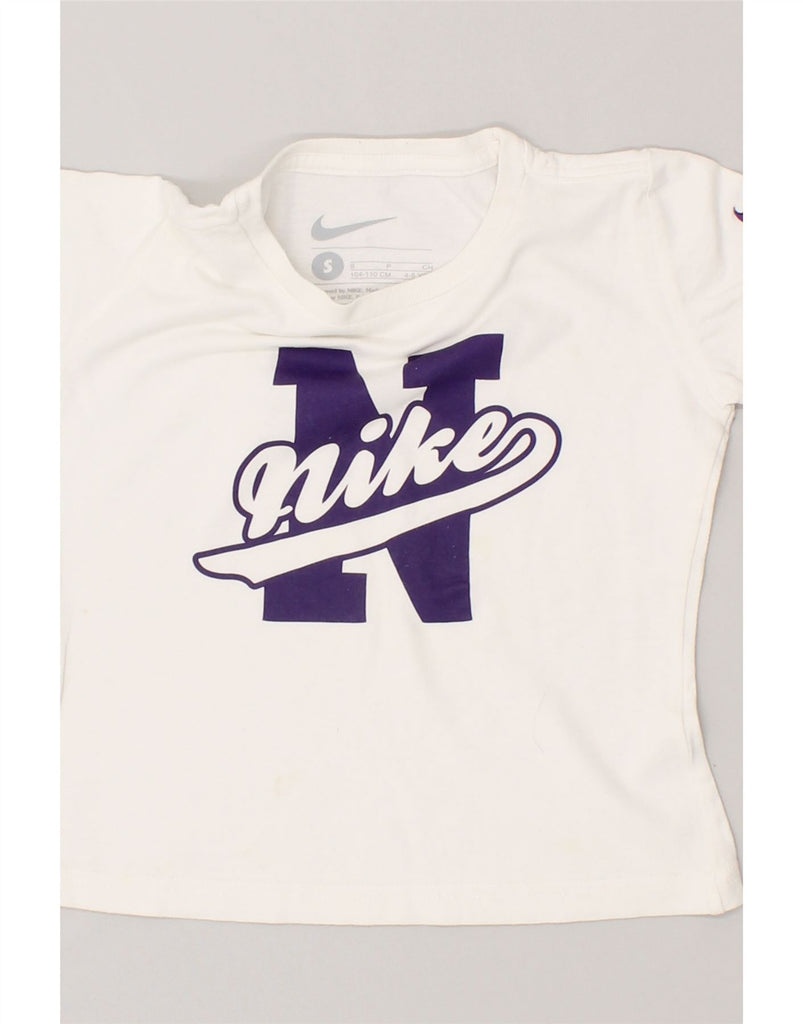 NIKE Girls Graphic T-Shirt Top 4-5 Years Small White | Vintage Nike | Thrift | Second-Hand Nike | Used Clothing | Messina Hembry 