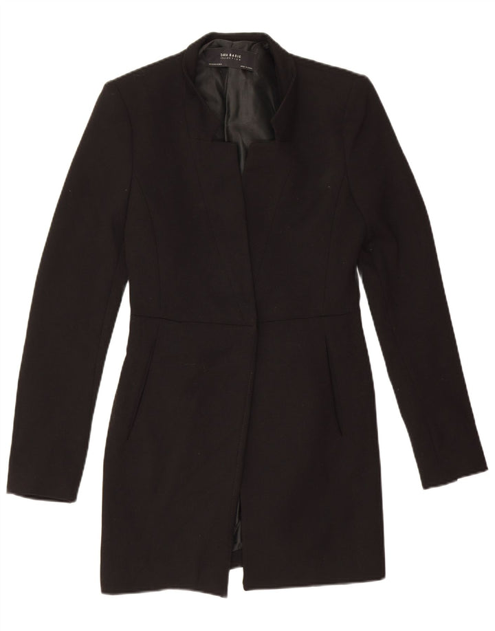 Zara Womens Longline Blazer Jacket UK 6 XS Black Polyester