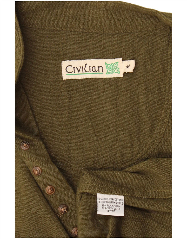 CIVILIAN Mens Shirt Medium Khaki Cotton