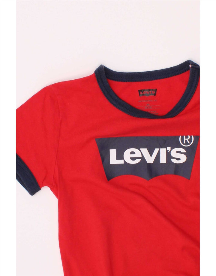 Levi's Boys Graphic T-Shirt Top 3-4 Years Red Colourblock