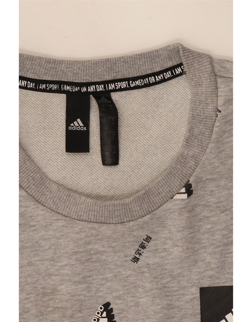 ADIDAS Mens Graphic Sweatshirt Jumper XL Grey Cotton Vintage Adidas and Second-Hand Adidas from Messina Hembry 
