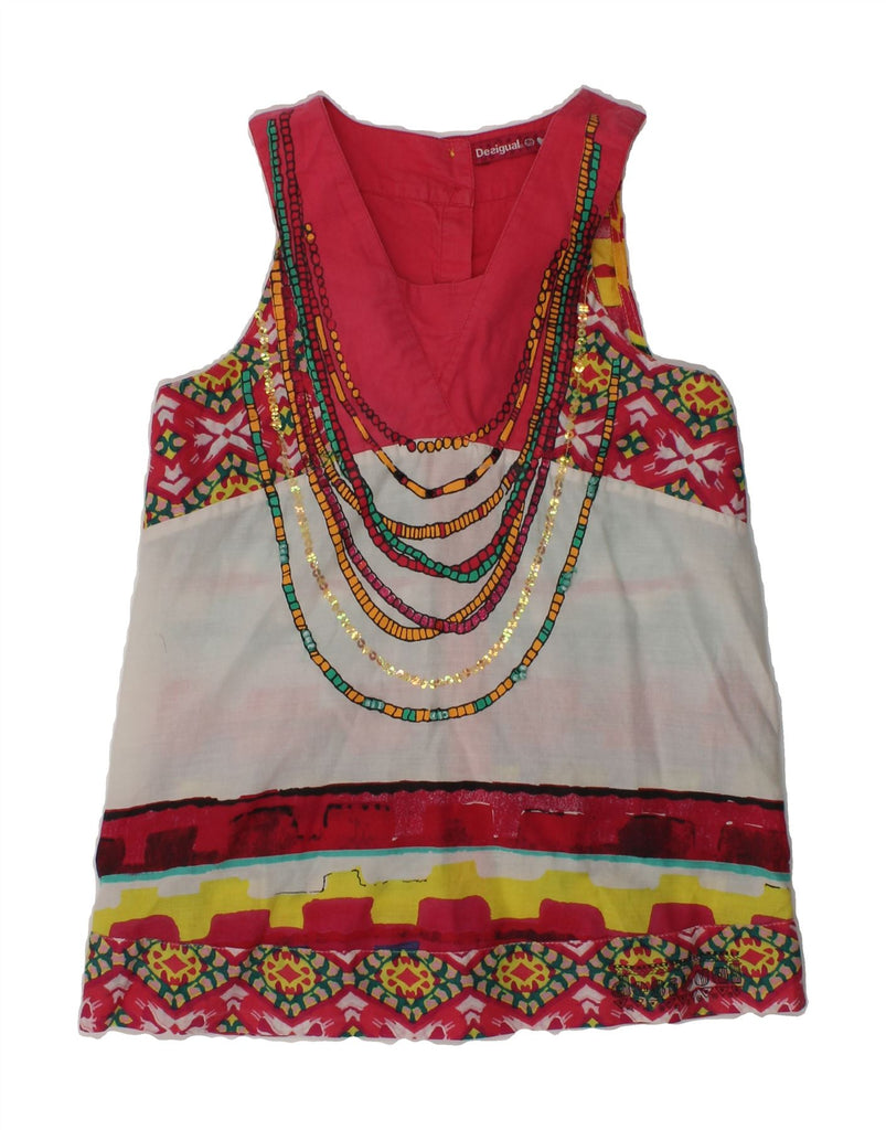 DESIGUAL Girls Sleeveless Graphic Vest Top 9-10 Years Red Cotton | Vintage Desigual | Thrift | Second-Hand Desigual | Used Clothing | Messina Hembry 