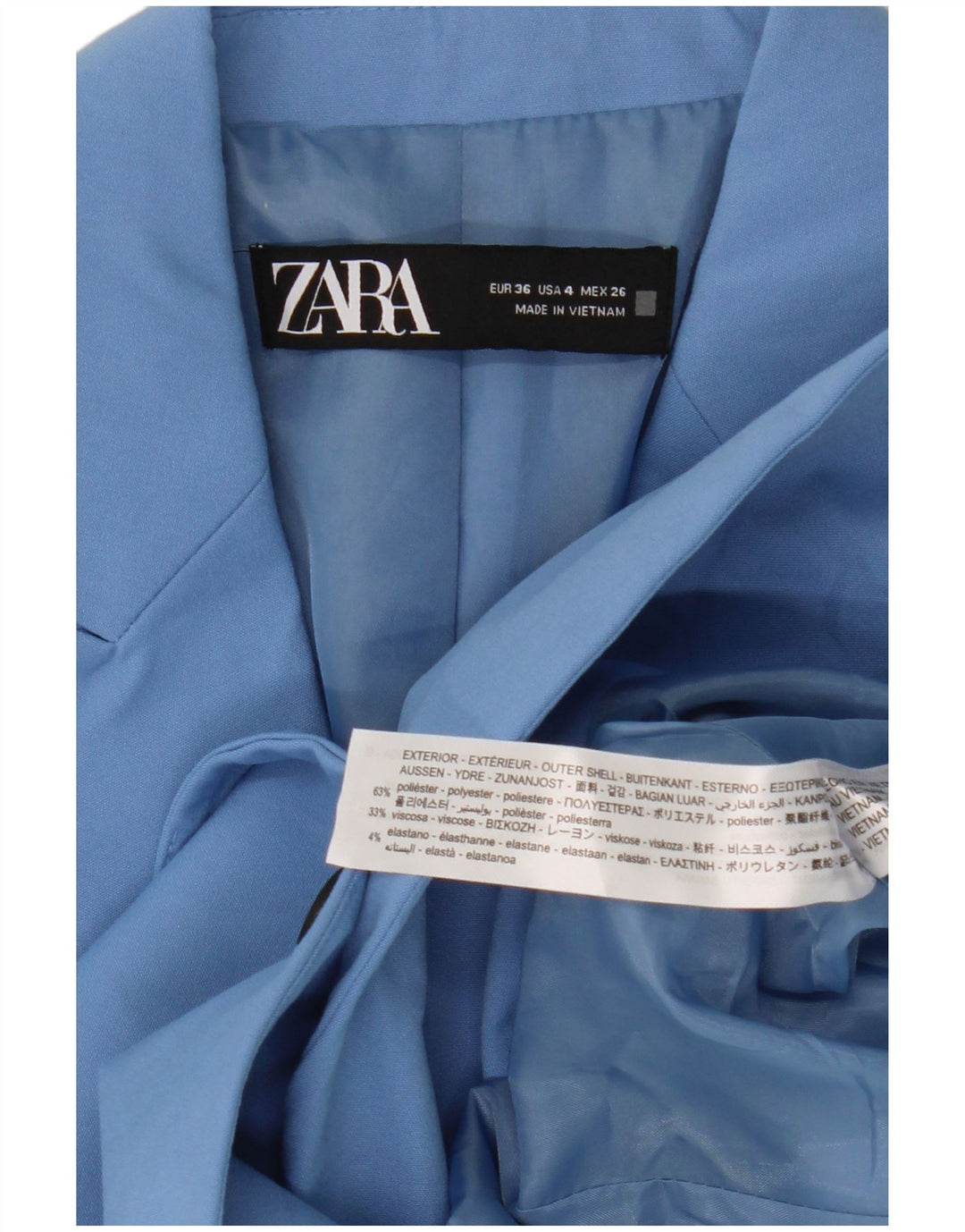 Zara Womens 1 Button Blazer Jacket EU 36 XS Blue Polyester