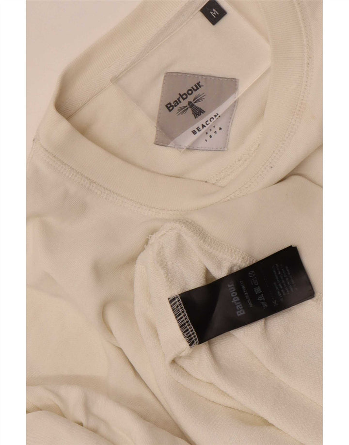 Barbour Mens Graphic Sweatshirt Jumper Medium White Cotton