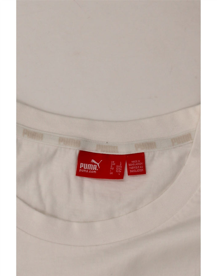 PUMA Mens T-Shirt Top Large White Vintage Puma and Second-Hand Puma from Messina Hembry 