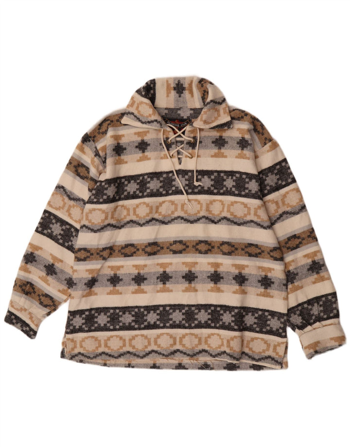 Yachting Club Mens Pullover Flannel Shirt Large Multicoloured Geometric