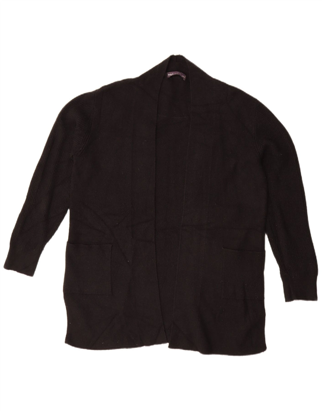 Marks & Spencer Womens Oversized Open Cardigan Sweater UK 14 Large Black