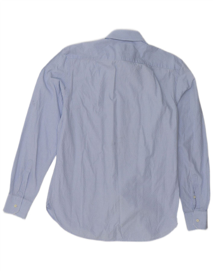 Boggi Mens Milano Custom Fit Shirt Size 39 15 1/2 Medium Blue Gingham