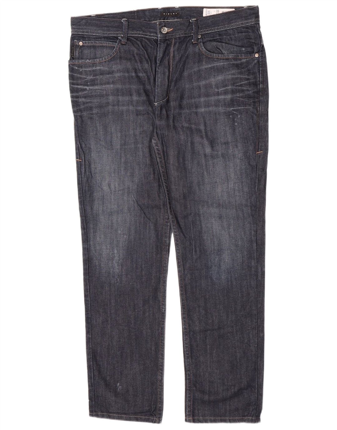 Sisley Mens Belfast Slim Jeans W35 L30 Navy Blue Cotton